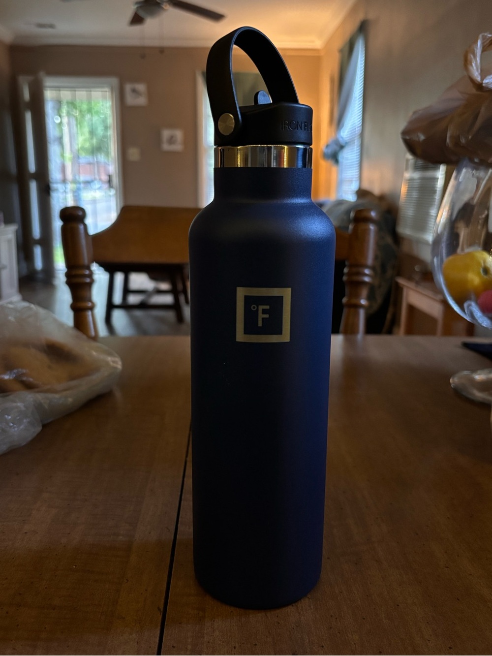 Fahrenheit Matte Navy Blue Bottle with Gold Logo